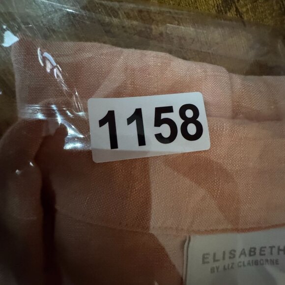 Elisabeth Liz Claiborne Women Linen Oversized Button Up Shirt Peach 3X Lagenlook - Picture 7 of 7